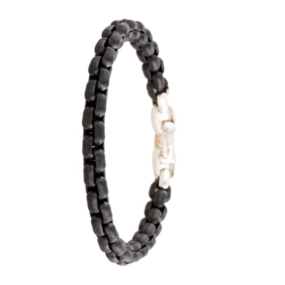 DAVID YURMAN STERLING SILVER & STAINLESS STEEL BOX CHAIN BRACELET - Picture 4 of 9